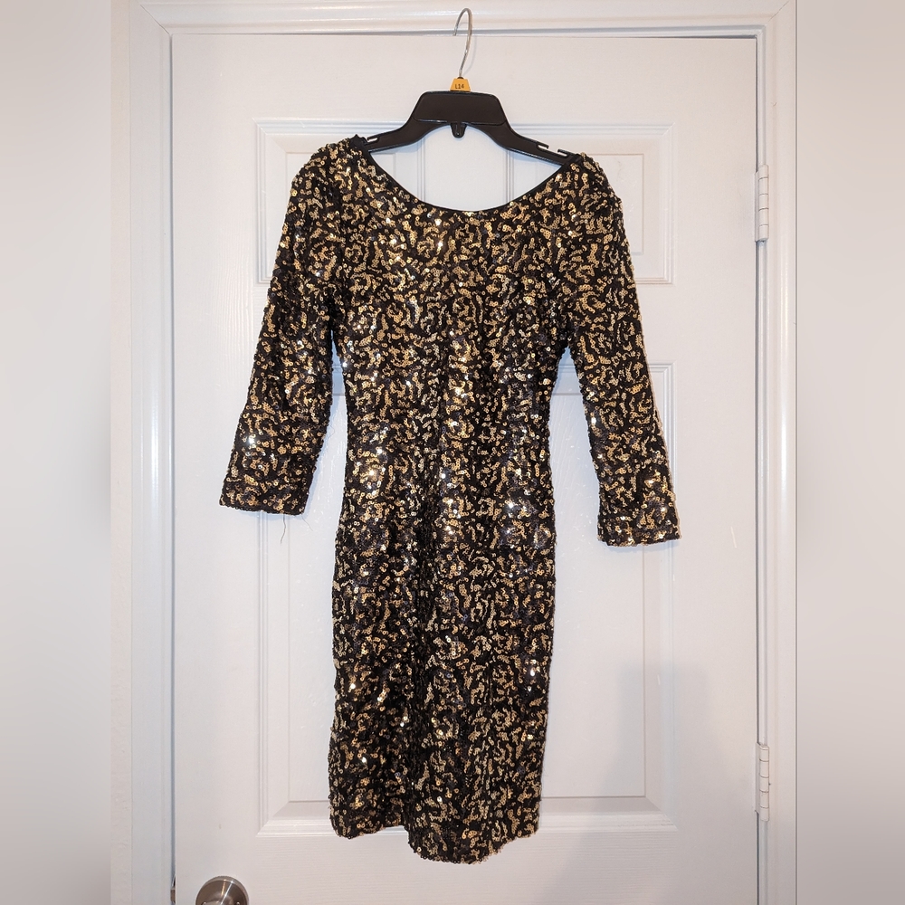 Black and Gold Sequin Dress